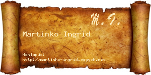 Martinko Ingrid névjegykártya